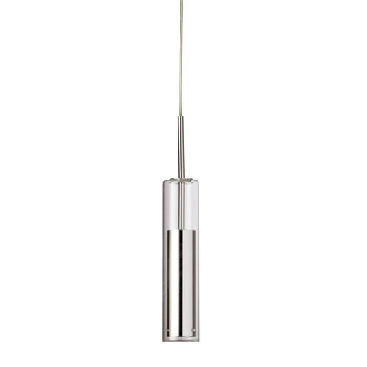 Luminaire suspendu Luna de Dainolite en verre transparent, avec finition chromé poli et ampoule à DEL de 6 W