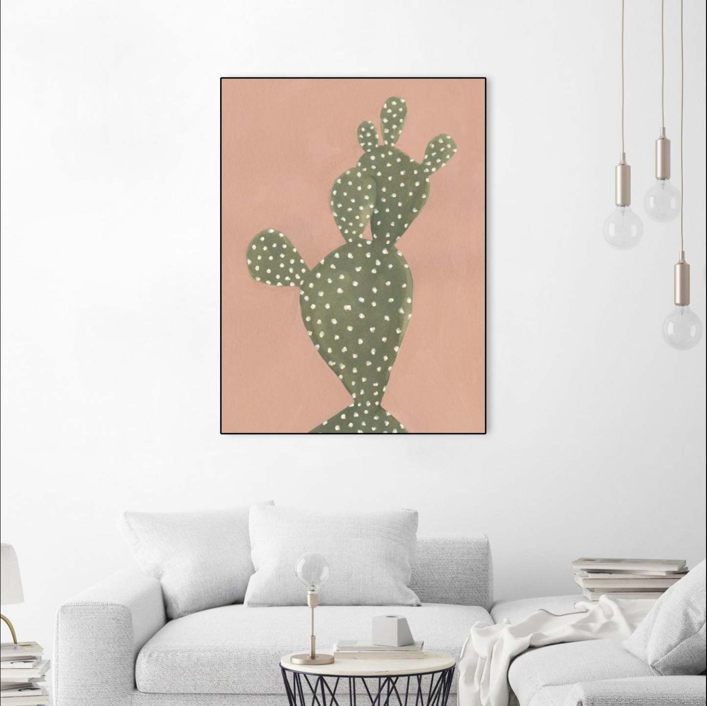 Œuvre d'art murale sur toile encadrée noire « Coral Cacti Ii » 24 x 32
