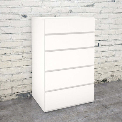 Commode à 5 tiroirs Nordika - Blanc | Commode verticale Nordika à 5 tiroirs - blanche | D08H2HAUT