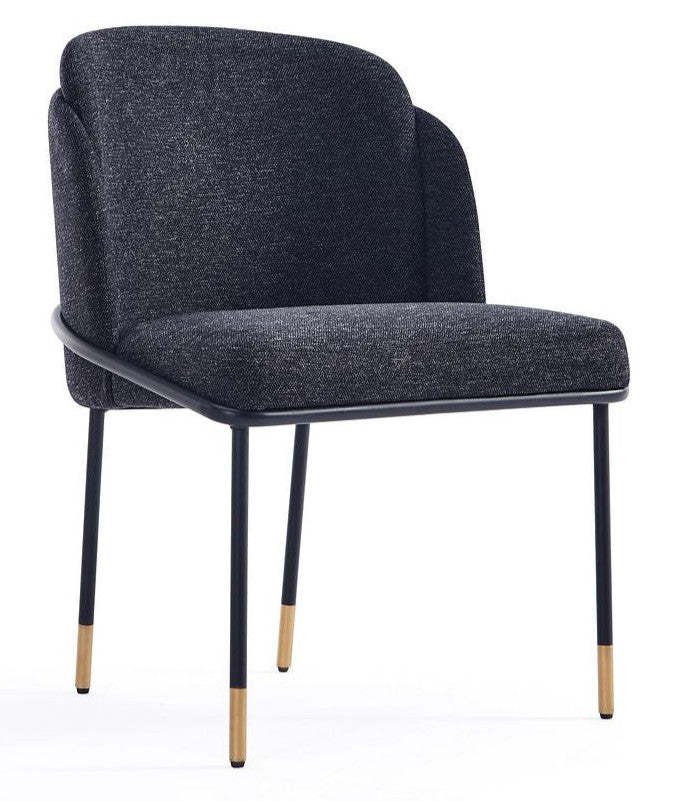 Manhattan Comfort Flor Fabric Dining Chair - Black|Chaise de salle à manger Flor de Manhattan Comfort en tissu - noire