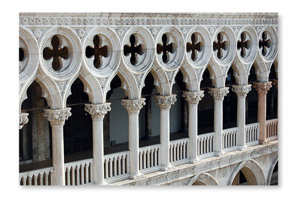Détail du Palais des Doges, Venise : Cadre mural et panneau de tissu 16 x 24 po | D44GK45B