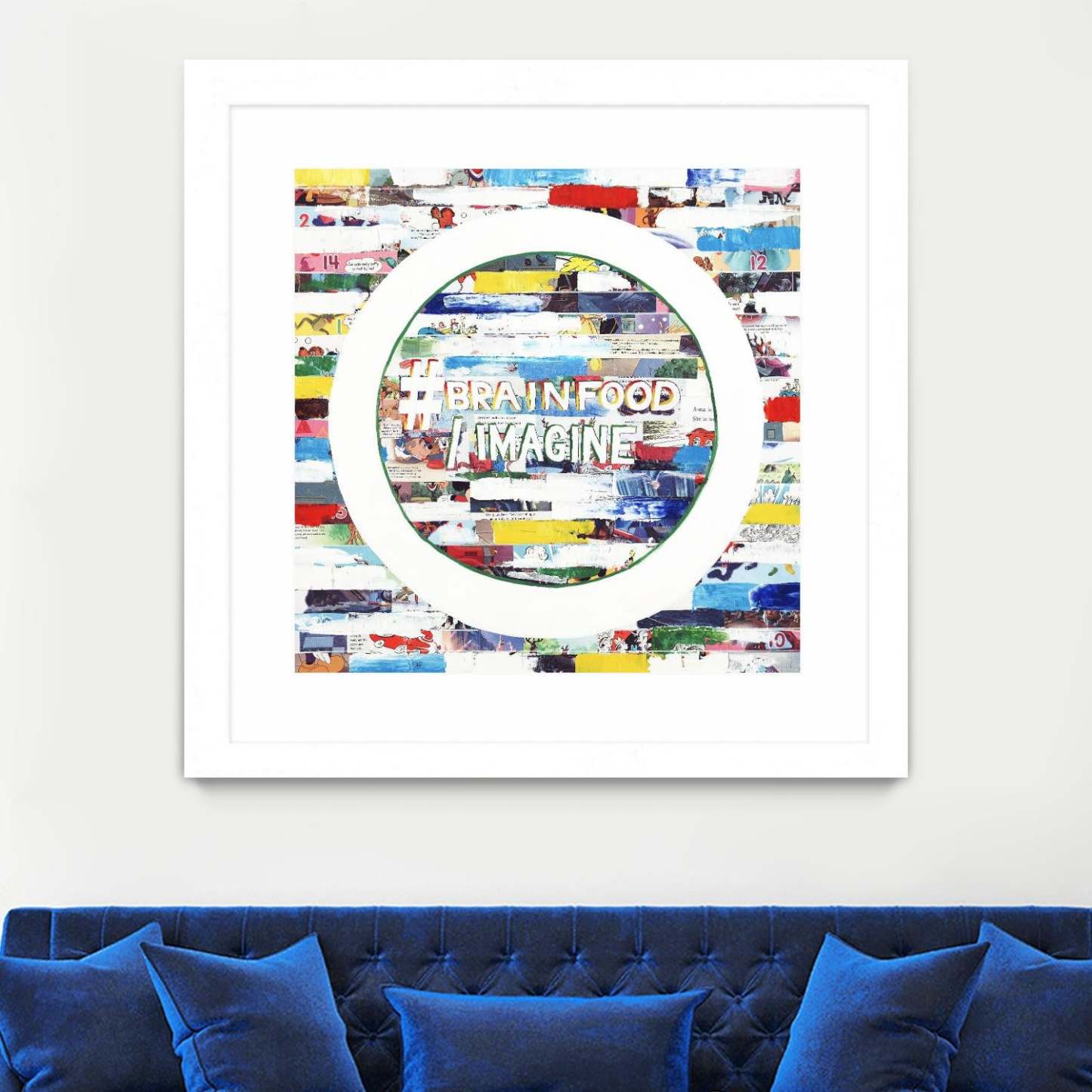 Smoke Circus Iv Matted and Framed White 36x36 Wall Art|Œuvre d'art murale encadrée blanche et mate « Smoke Circus Iv » 36 x 36