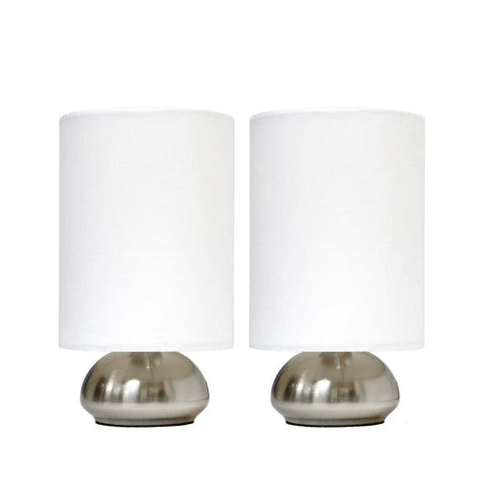 Simple Designs Gemini 2 Pack Mini Touch Lamp with Brushed Nickel Base And Ivy Fabric Shades Ensemble de lampes|Ensemble 2 mini lampes tactiles gémeaux Simple Designs avec base nickel brossé|D21F8MN0
