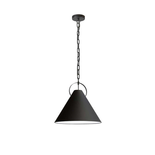 Luminaire suspendu Princeton de Dainolite de 16 po de diamètre avec abat-jour noir, fini noir mat et 1 ampoule