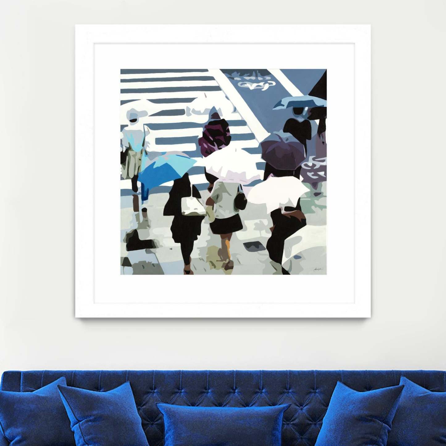 April Showers Matted and Framed White 36x36 Wall Art|Œuvre d’art murale encadrée blanche et mate « April Showers » 36 x 36