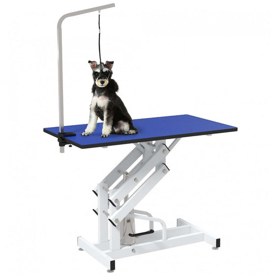 Pawhut Table De Toilettage Pour Chien, Table De Toilettage Professionnelle Deluxe Pour Chiens Plus Grands Z-lift Hydraulique W|Pawhut Table De Toilettage Deluxe Professionnelle Hydraulique Pour Chien Avec Bras Coulant, Bleu