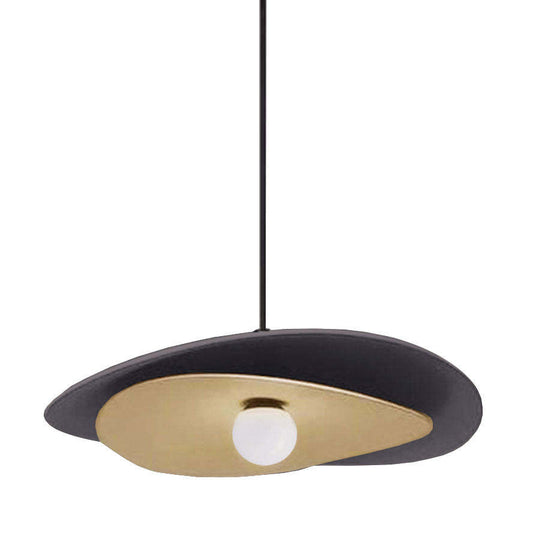 Dainolite Paven LED Suspension 12w Noir Mat/Aged Brass Lampe|Luminaire suspendu Paven de Dainolite avec fini noir mat et laiton vieilli et ampoule à DEL de 12 W