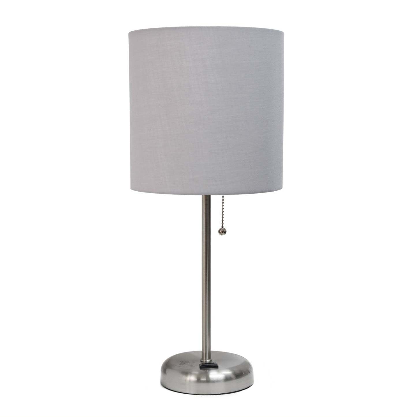 Lampe bâton Limelights avec prise de charge et abat-jour en tissu, lampe de table grise|Lampe de table Limelights grise avec pied mince et prise de recharge|D21FU1Q5