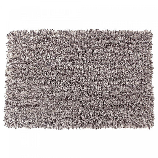Tapis de bain Microfibre Shaggy Gris/Blanc 20 x 32|Tapis de bain en microfibre gris et blanc à poil long 20 x 32