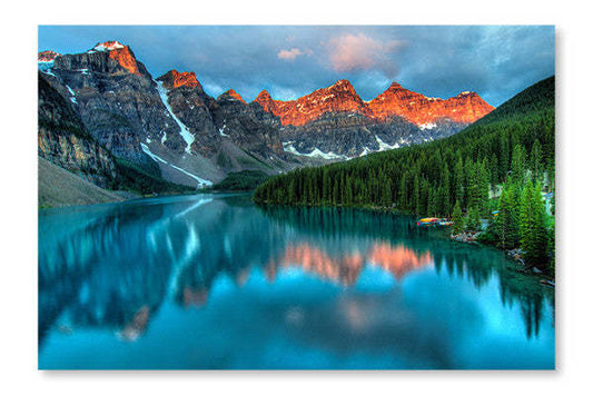 Cadre mural et panneau de tissu « Lever de soleil sur le lac Moraine » (16 x 24 po) | D44GX3NV