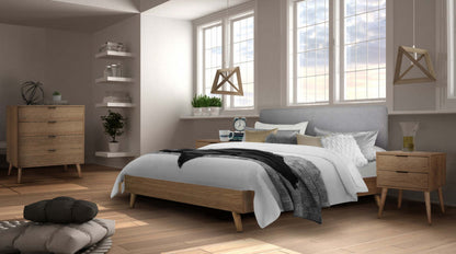 Table de nuit Flashby avec 2 tiroirs - Faux bois naturel | Table De Nuit Flashby Avec 2 Tiroirs - Faux Bois Naturel