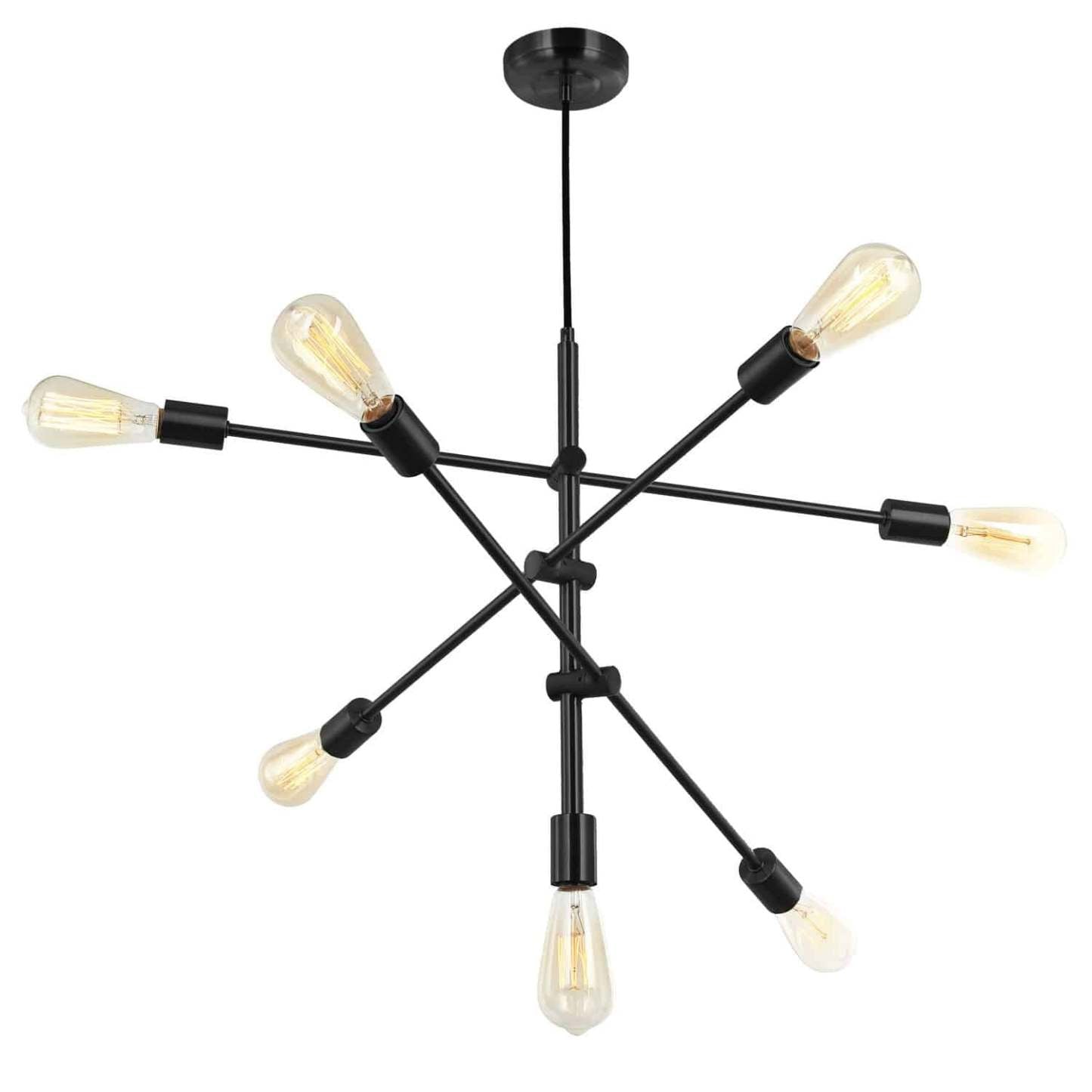 Dainolite Alexa 7 Light Adjustable Pendant Matte Black Finish Lamp|Luminaire suspendu réglable Alexa de Dainolite avec fini noir mat et 7 ampoules