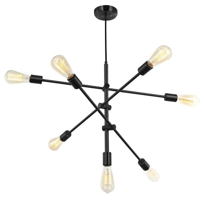 Dainolite Alexa 7 Light Adjustable Pendant Matte Black Finish Lamp|Luminaire suspendu réglable Alexa de Dainolite avec fini noir mat et 7 ampoules