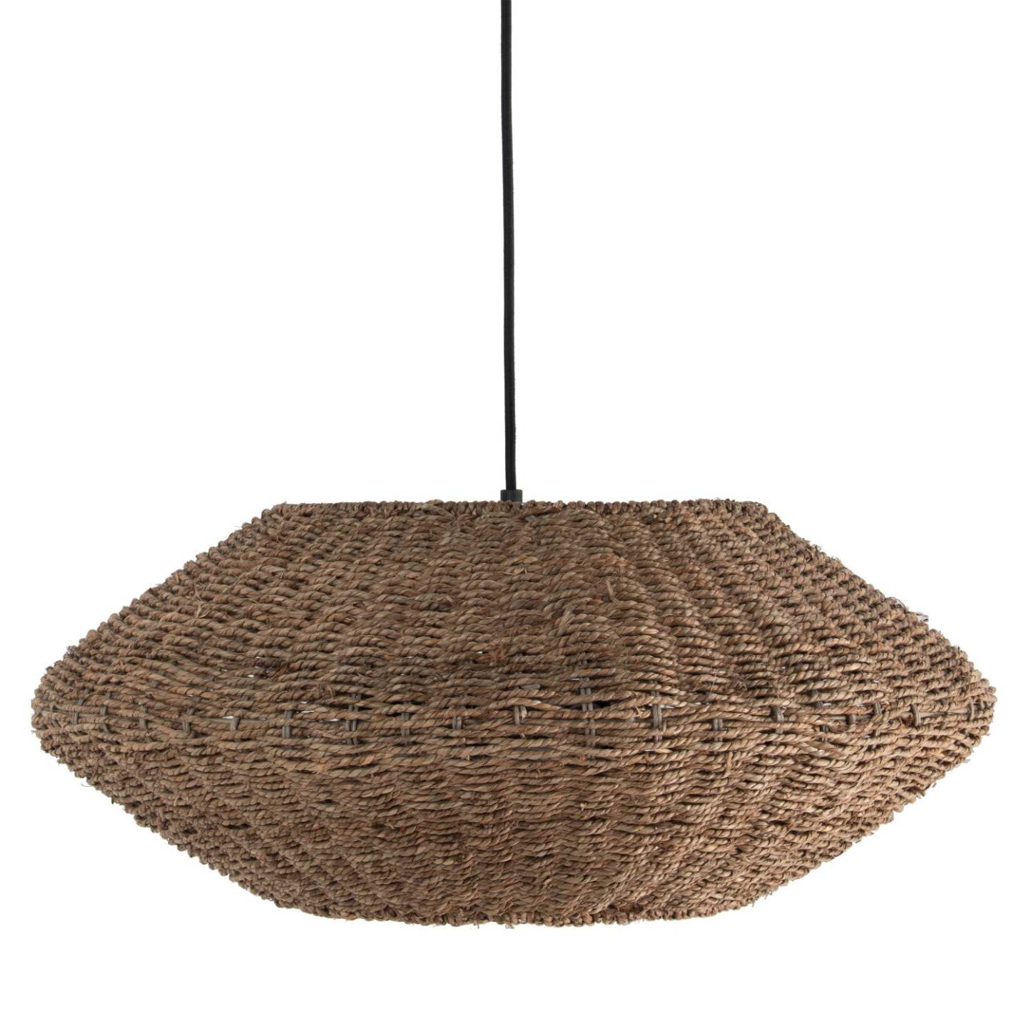 Dainolite Pourel 3 Light Pendant Small Matte Black Finish Natural Shade Lamp|Petit luminaire suspendu Pourel de Dainolite avec abat-jour naturel, fini noir mat et 3 ampoules