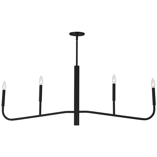 Dainolite Eleanor 4 Light Horizontal Chandelier Matte Black Lamp|Lustre horizontal Eleanor de Dainolite avec fini noir mat et 4 ampoules