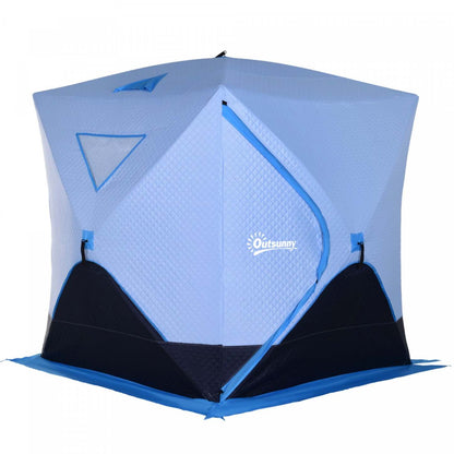 Outsunny Tente de pêche sur glace pop-up pour 4 personnes, abri de pêche sur glace isolé avec fenêtres de ventilation, D|Abri De Peche Sur Glace Outsunny 2/3/4/5 Personnes Tente De Peche Sur Glace Isolee Pop-up Etanche Po