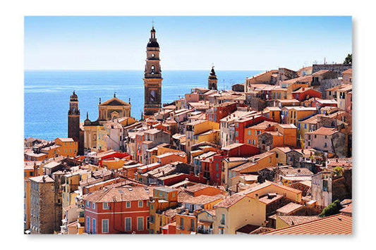 Ancienne architecture de la ville de Menton sur la Côte d'Azur 2 24x36 Art mural cadre et panneau en tissu | Ancienne architecture de la ville de Menton sur la Côte d'Azur 2 24 po x 36 po : Cadre d'art mural et panneau de tissu | D44GF0BJ