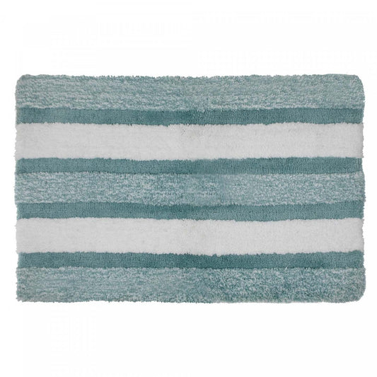 Tapis de salle de bain rayé en microfibre bleue 20 x 32