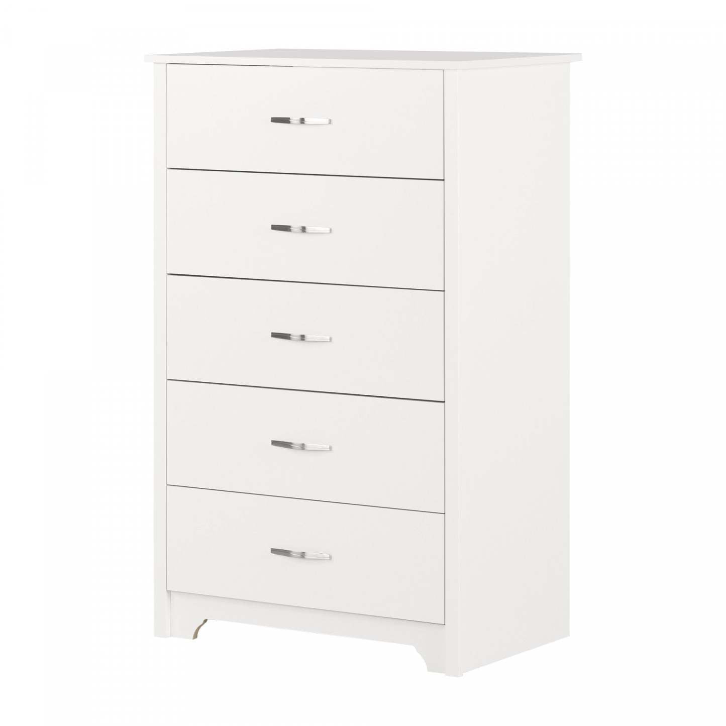 Commode Fusion à 5 tiroirs - Blanc Pur | Commode Fusion 5 Tiroirs - Blanc Solide