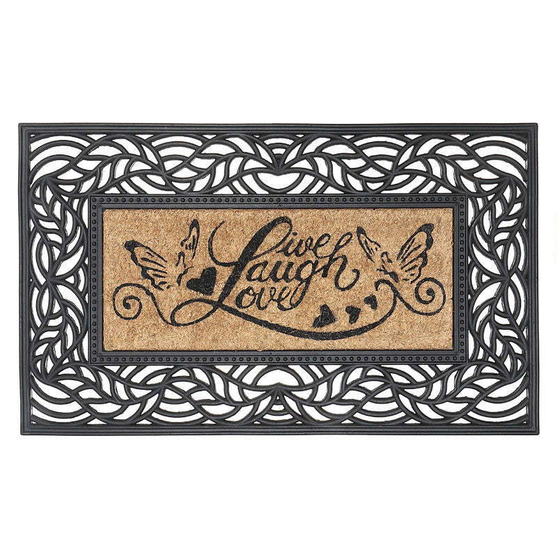 Rubber &amp; Coir Live Laugh Love Floormat|Tapis de sol « Live Laugh Love » en caoutchouc et fibre de noix de coco