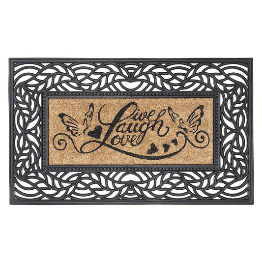Rubber &amp; Coir Live Laugh Love Floormat|Tapis de sol « Live Laugh Love » en caoutchouc et fibre de noix de coco