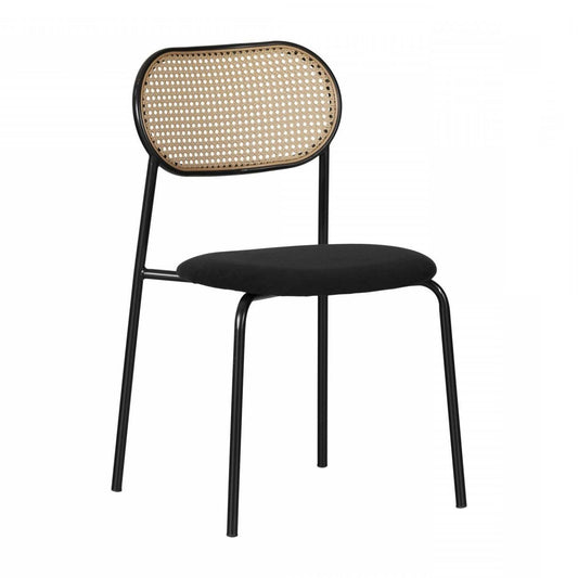 Hype Black Natural Rattan Dining Chair - Set of 2|Chaise de salle à manger Hype noire et naturelle en rotin - ensemble de 2