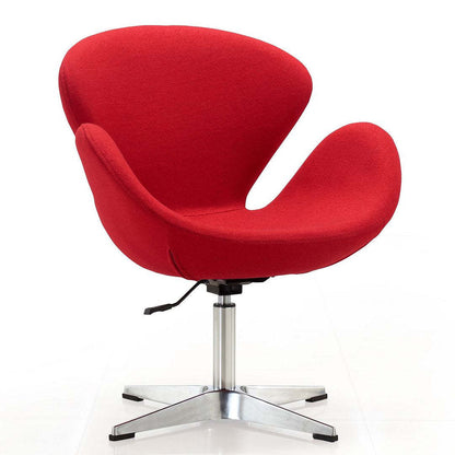 Manhattan Comfort Raspberry Polished Chrome Wool Blend Adjustable Pivotant Chair - Red|Chaise pivotante réglable Raspberry de Manhattan Comfort en chrome poli et en mélange de laine - rouge