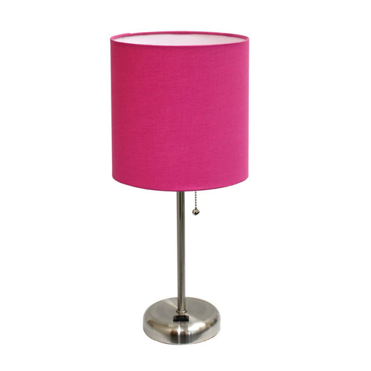 Limelights Stick Lamp with Charging Outlet And Fabric Shade Table Lamp|Lampe de table Limelights avec pied mince et prise de recharge|D218S1MA