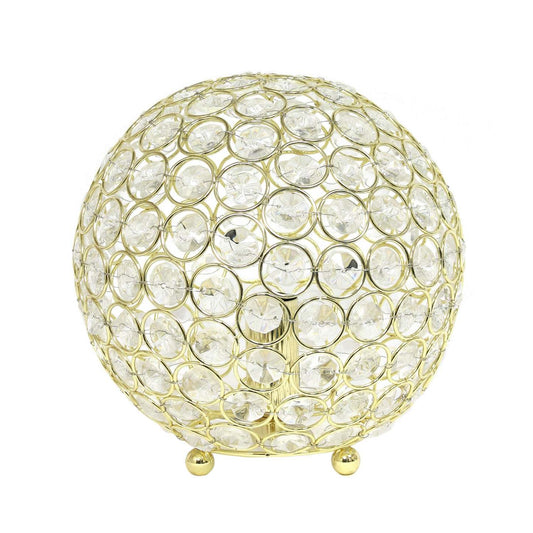 Lampe de table Elipse Elegant Designs balle de 8 po avec paillettes de cristal, dorée|D2122C0R