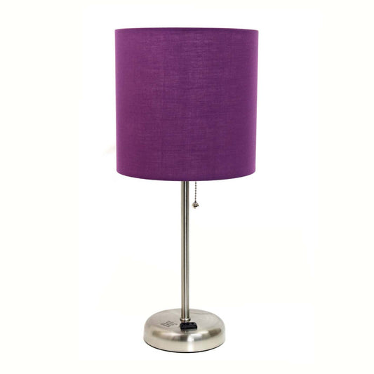 Limelights Stick Lamp with Charging Outlet And Fabric Shade Table Lamp|Lampe de table Limelights avec pied mince et prise de recharge|D2138JGE