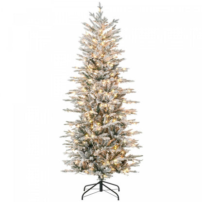 Homcom Arbre De Noël Artificiel Floqué De 6 Pi Avec Lumières Jaunes Chaudes | Homcom Arbre De Noël Artificiel Floqué De 6 Pi Avec Lumières Jaunes