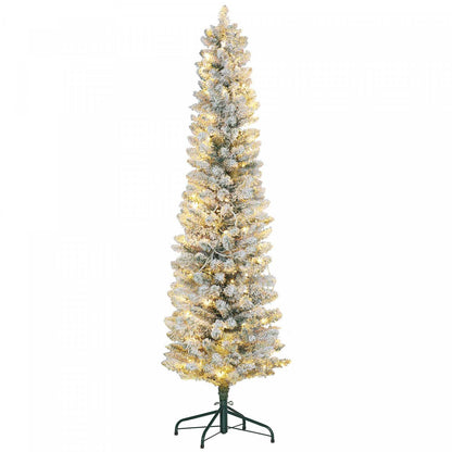 Homcom Arbre De Noël Artificiel Floconné De 7 Pieds Enneigé De 7 Pieds Avec Lumières|Homcom Arbre De Noël Artificiel Floconné Enneigé De 7 Pieds Avec Lumières