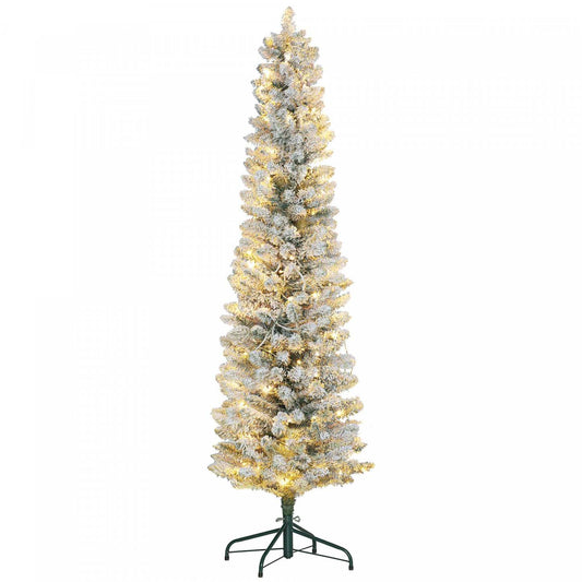 Homcom Arbre De Noël Artificiel Floconné De 7 Pieds Enneigé De 7 Pieds Avec Lumières|Homcom Arbre De Noël Artificiel Floconné Enneigé De 7 Pieds Avec Lumières
