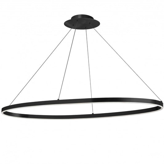 Lustre horizontal Dainolite Circulo 63w Finition noir mat Lampe diffuseur en acrylique blanc|Lustre horizontal Circulo de Dainolite en acrylique blanc qui diffuse la lumière, avec fini noir mat et ampoule de 63 W