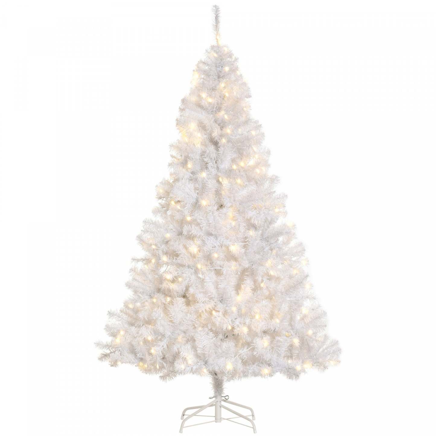 Homcom Arbre De Noël Artificiel Pré-éclairé De 6 Pieds Avec 250 Lumières LED Blanches Chaudes Et 1000 Embouts