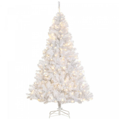 Homcom Arbre De Noël Artificiel Pré-éclairé De 6 Pieds Avec 250 Lumières LED Blanches Chaudes Et 1000 Embouts