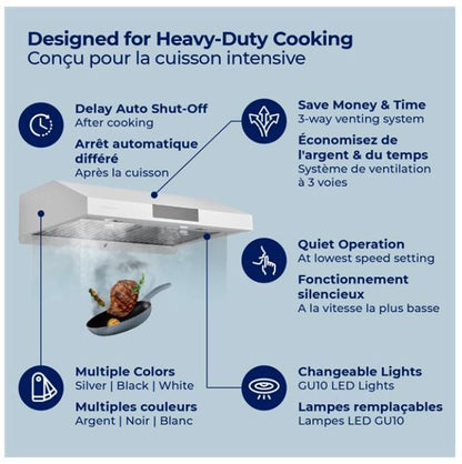 Hauslane 30 Under Cabinet Stainless Steel Range Hood - UC-PS18SS-30|Hotte de cuisinière sous l'armoire Hauslane de 30 po en acier inoxydable - UC-PS18SS-30