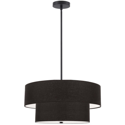 Dainolite Everly 4 Light 2 Tier Pendant Matte Black Finish Black Shade Lamp|Luminaire suspendu Everly de Dainolite avec abat-jour noir, 2 niveaux, fini noir mat et 4 ampoules