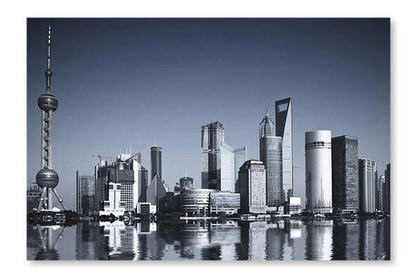 Shanghai Chine 16x24 Cadre d’art mural et panneau de tissu| Shanghai Chine 16 po x 24 po : Cadre d'art mural et panneau de tissu|D44G5USF