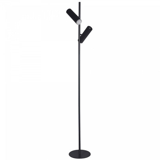 Dainolite Constance Lampadaire 12w Diffuseur Acrylique Givré Noir Mat|Lampe à pied Constance de Dainolite en acrylique givré qui diffuse la lumière, avec fini noir mat et ampoule de 12 W