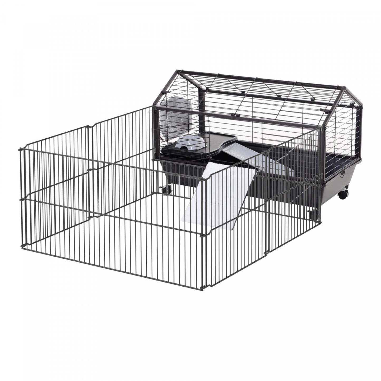Pawhut Metal Small Rabbit Hutch Cage Main House Guinea Pig Clapier Small Animal Shed W/ Wheels And Bra|Cage Pour Huche À Lapins En Métal Pawhut Maison Principale Huche Pour Cochons D'Inde Hangar Pour Pet