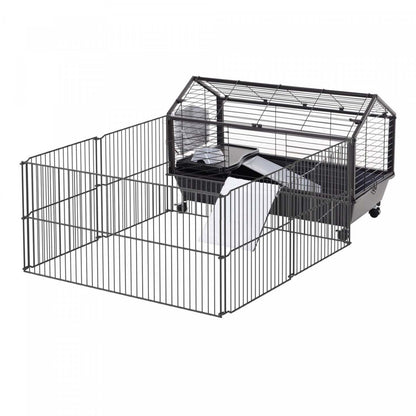 Pawhut Metal Small Rabbit Hutch Cage Main House Guinea Pig Clapier Small Animal Shed W/ Wheels And Bra|Cage Pour Huche À Lapins En Métal Pawhut Maison Principale Huche Pour Cochons D'Inde Hangar Pour Pet