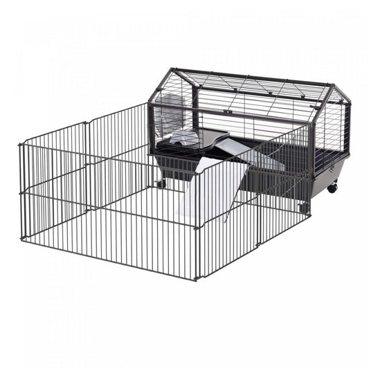 Pawhut Metal Small Rabbit Hutch Cage Main House Guinea Pig Clapier Small Animal Shed W/ Wheels And Bra|Cage Pour Huche À Lapins En Métal Pawhut Maison Principale Huche Pour Cochons D'Inde Hangar Pour Pet