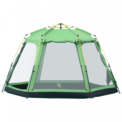 Outsunny Tente De Camping Design Pop-up 6 Personnes, Tente De Randonnée En Tissu A 2 Niveaux Avec 4 Fenêtres 2 Portes