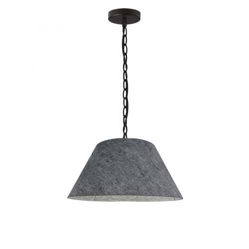 Dainolite Brynn 1 Light Pendant Small Black Finish Grey Felt Shade Lamp|Petit luminaire suspendu Brynn de Dainolite avec abat-jour en feutre gris, fini noir et 1 ampoule