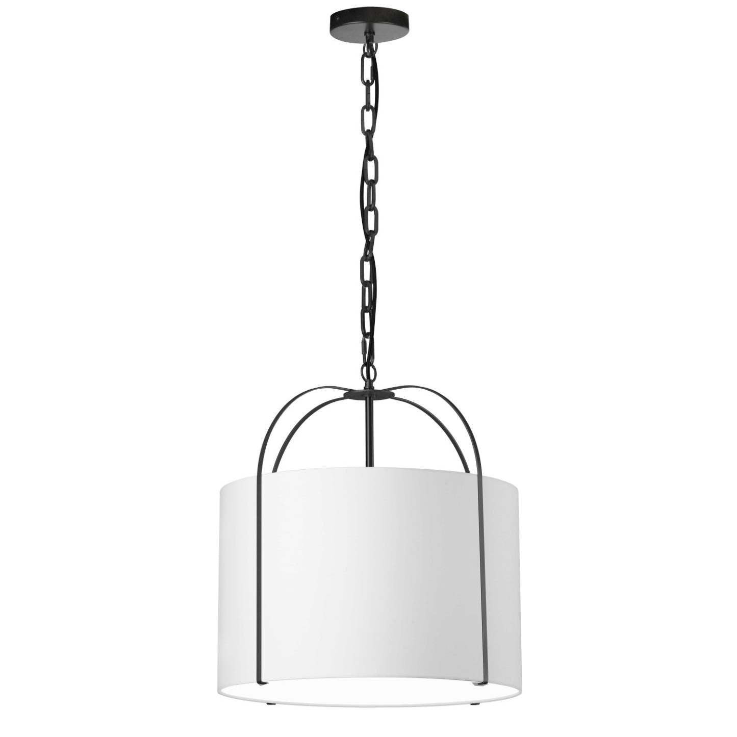 Dainolite Quincy 1 Light Pendant Matte Black White Shade Lamp|Luminaire suspendu Quincy de Dainolite avec abat-jour blanc, fini noir mat et 1 ampoule