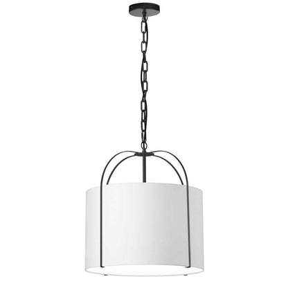 Dainolite Quincy 1 Light Pendant Matte Black White Shade Lamp|Luminaire suspendu Quincy de Dainolite avec abat-jour blanc, fini noir mat et 1 ampoule