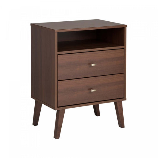 Milo 2-Drawer Tall Nightstand - Cherry|Table de nuit haute Milo à 2 tiroirs - cerisier