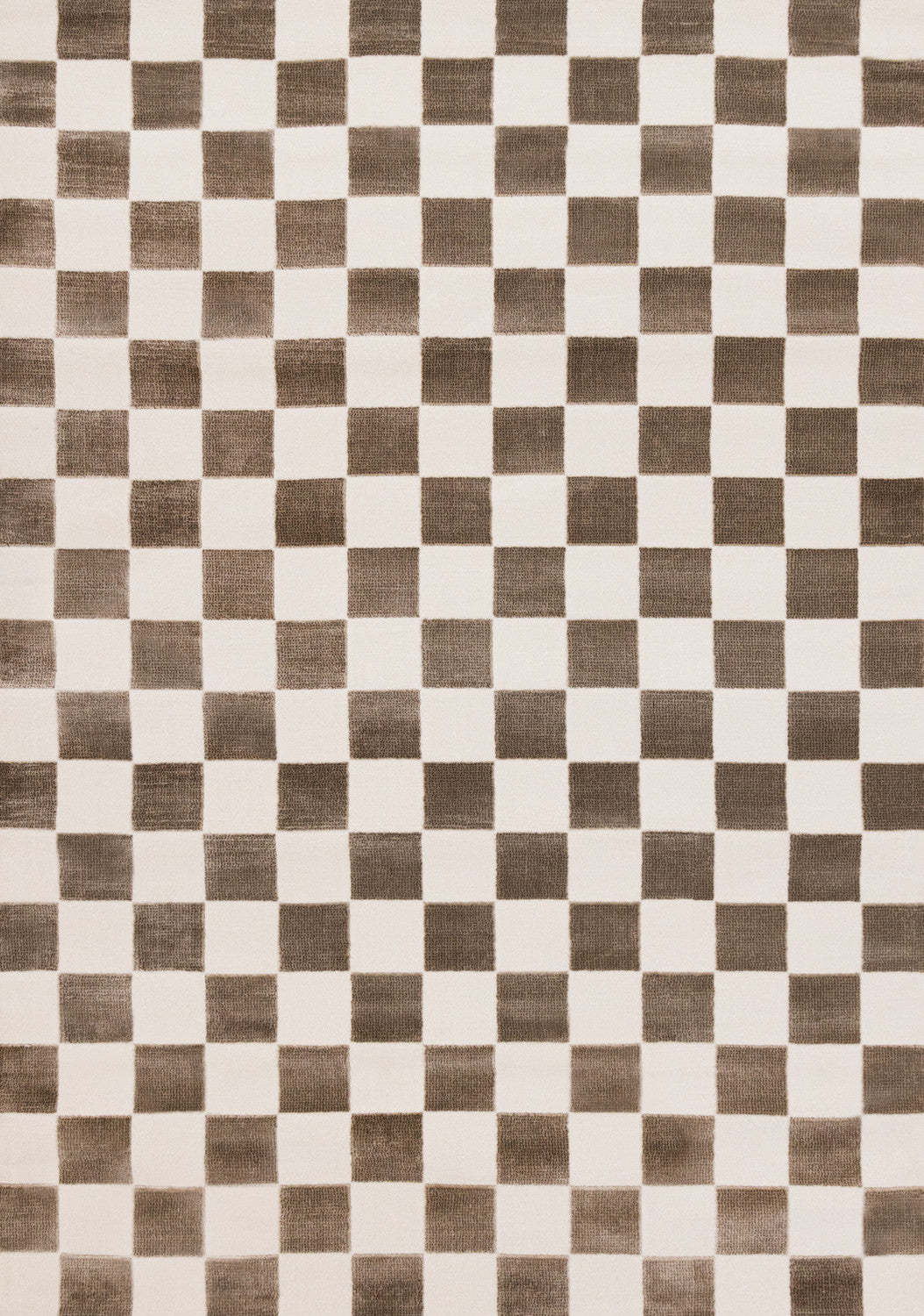 Carpette géométrique Leopold brune et blanche à motif de carreaux - 6 pi 7 po x 9 pi 6 po