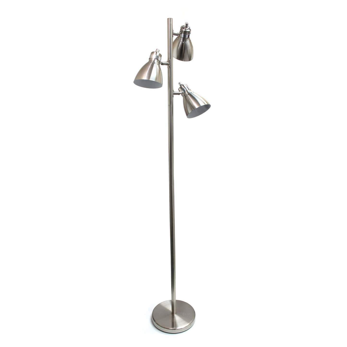 Simple Designs Metal  3-light Tree Floor Lamp, Brushed Nickel Finish|Lampe à pied en métal Simple Designs à 3 lumières, finition nickel brossé|D21CI3JZ